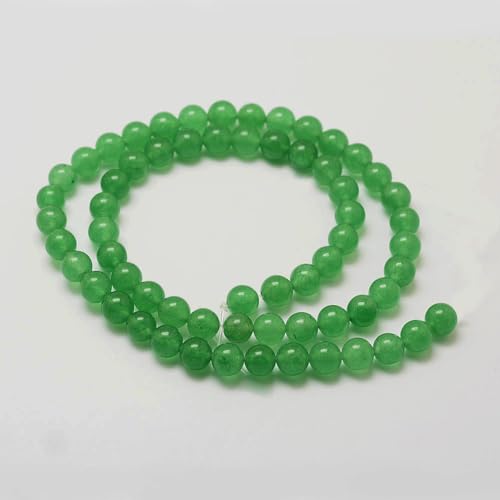 45Pcs Dyed Natural White Jade Beads 8mm Green Round Natural Gemstone Beads Smooth Loose Spacer Bead for DIY Craft Bracelet Necklace Earrings Jewelry Making Supplies - color: Natural White Jade, Green