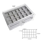 YUFONG Earring Organizer Box Acrylic Jewelry Organizer with 3 Drawers 54 Adjustable Grids Clear Stackable Earring Holder Velvet Trays Ring Display Case for Women Girls (Gray) - color: Gray