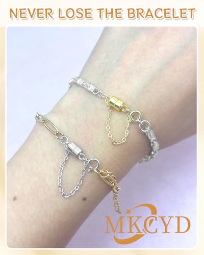 MKCYD 8Pcs Magnetic Bracelet Clasps and Closures with Safety Chain Never Fall Gold and Silver Bracelet Extender Converter Magnetic Clasps for Women - color: 8Pcs | Gold & Silver