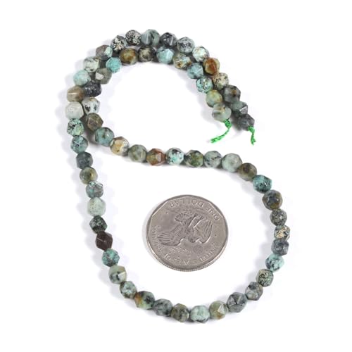 African Turquoise 6mm Gemstone Triangle Faceted Round Loose Beads Strand 15.5" DIY Jewelry Making - color: African Turquoise