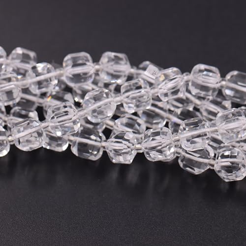 Malahill Wholesale Natural Faceted Stone Beads for Jewelry Making Sold per Bag 5 Strands Inside Cube Clear Quartz 6mm - color: clear quartz, size: Faceted Cube 6mm