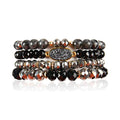 RIAH FASHION Bohemian Acrylic Druzy Multi-Layer Bead Statement Bracelet - Versatile Faux Stone Pendant Stretch Strand Stackable Cuff Bangle Set Sparkly Crystal - color: Oval Acrylic Druzy - Black