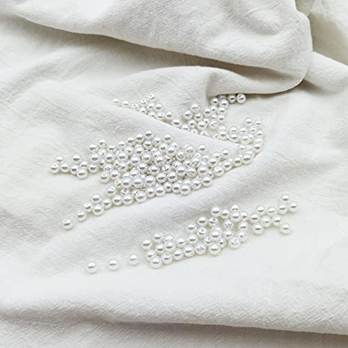 INSPIRELLE 3000pcs 6mm White Art Faux Pearl Beads ABS Round Loose Spacer Beads for DIY Craft Necklaces Bracelets Jewelry Making - color: White, size: 6mm