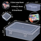 46Pcs Bead Organizer Set, Premium Small and Medium Clear Plastic Storage Boxes for Jewelry Making Crafts Screws Seeds DIY Bracelets Diamond Small Parts, Stackable Containers with Hinged Lid and Labels - size: 2 Pack 46 Pcs (Small and Medium)