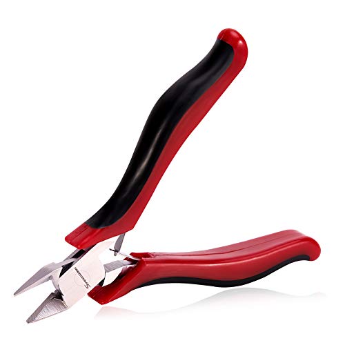 SPEEDWOX Diagonal Cutting Pliers Side Nippers 4 Inches Micro Wire Cutters Precision Plastic Nippers with Spring Mini Side Cutting Angled Head Fine Plier Professional Jewelry Making Tool - style: Triangular Head Diagonal Pliers