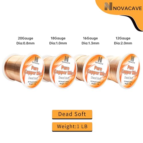 Copper Wire for Jewelry Making, Dead Soft 1 LB Spool Jewelry Wire (20 Gauge, 330Ft) for Beading, Electroculture Gardening,DIY Artwork - size: 20GA