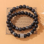 Natural Stone Bracelet 8mm Mens Black Beaded Bracelets Hematite Obsidian Onyx Lava Beads Bracelet Healing Crystal Bracelet for Men - style: Zircon Cylinder