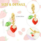 Charms for Jewelry Making Real 18K Gold Plated Dangle Charms Large Hole European Brass Pendant for Bracelet Necklace Women Gift - style: Strawberry