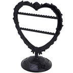 Cute Heart Earring Holder Small Jewelry Organizer Display Stand (Black)