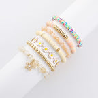 RISHEGAE Heishi Beaded Stretch Bracelets for Women Stackable Polymer Clay Beads Bracelets Friendship Boho Summer Beach Bracelet Jewelry Set - color: C-Daisy 8pcs