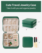 VLANDO Travel Jewelry Case, Small Travel Jewelry Organizer Box for Girls Women - Dark Green - color: Dark Green