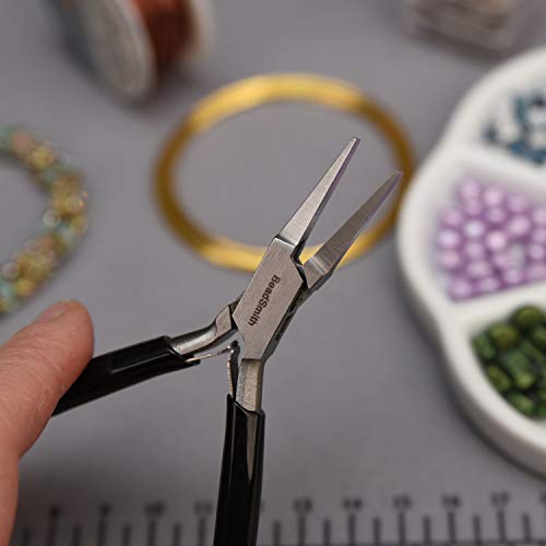 The Beadsmith Flat Nose Pliers – Extra Fine Tips – 4.5 inches (114mm) – PVC Grip Handle with Double Leaf Springs – Jewelry Making Tool for Creating Bracelets, Earrings and Necklaces - style: Flat Nose