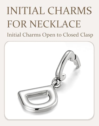 OVRUNS Initial Charm for Women,Letter Bracelet Necklace Charms Alphabet Pendant Charms With Clasp - color: Silver, style: Letter D