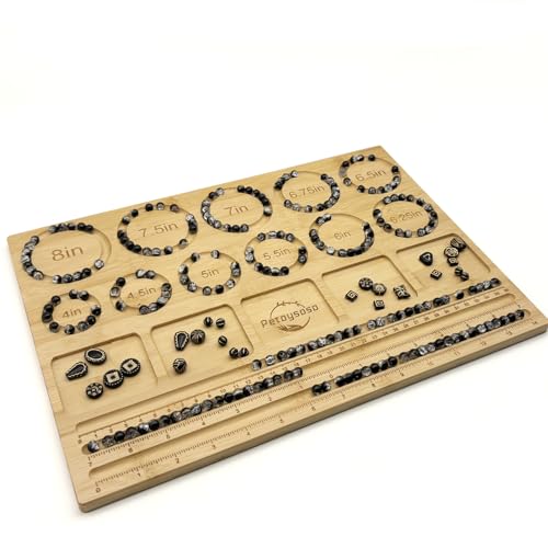 Petoysoso Bead Boards for Jewelry Making, Thicken Bamboo Beading Board for Jewelry Bracelet Making, Bracelet Bead Board, Bracelet Bead Board for Bracelet, Jewelry Making Supplies 15.3x 11.2x0.5 Inches - size: Bracelet-l