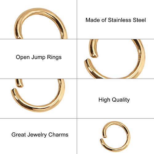 DanLingJewelry 200 pcs 304 Stainless Steel 19 Gauge Open Jump Rings 8mm for Jewelry Making Connectors Jewelry Finding Golden Color - color: 200 pcs - ф8mm δ 1mm - Golden