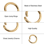 DanLingJewelry 200 pcs 304 Stainless Steel 19 Gauge Open Jump Rings 8mm for Jewelry Making Connectors Jewelry Finding Golden Color - color: 200 pcs - ф8mm δ 1mm - Golden