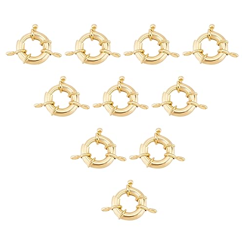 PH PandaHall 10pcs Real Gold Plated Metal Spring Ring Clasps Big Round Close Ring Clasp Findings for DIY Necklaces Anklets Jewelry Making 17mm Diameter - color: Gold/10pcs, size: 17mm