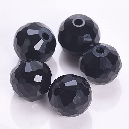 300PCS 4mm Jet Black Faceted Round Roundel Glass Beads for DIY Crafts - color: Jet Black, size: 4mm/300pcs