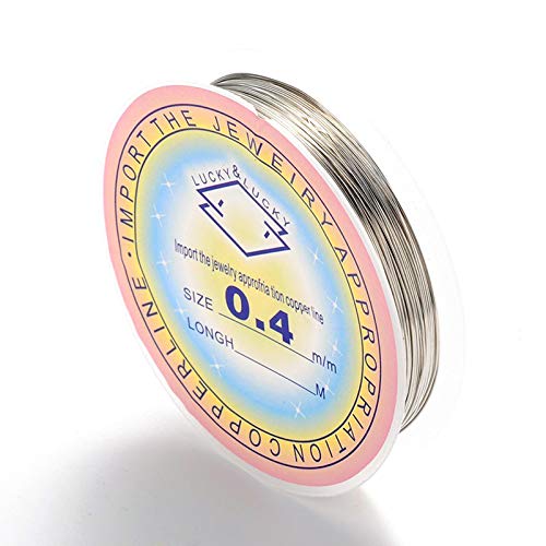 49.21Feet/15m 26 Gauge Copper Wire 0.4mm Jewelry Beading Wire Silver Metal Craft Artistic Coil Wire - color: Silver, size: 26 Gauge