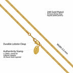 LIFETIME JEWELRY Crushed Herringbone Chain Necklaces for Women and Men 24k Gold Plated - color: Gold, size: 16 inches, style: 2.5mm