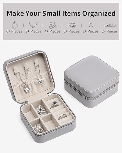 VLANDO Travel Jewelry Box, Small Jewelry Travel Organizer Case for Girls Women - Grey - color: I.Grey