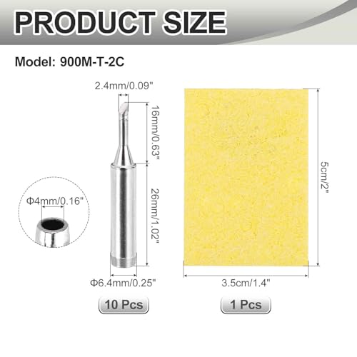 MECCANIXITY Pack of 10 900M Solder Tips Internally Heated Soldering Tips with Cleaning Sponge Pad Replacement Welding Accessories Kit for Electrical Solder Station Tip (900M-T-2C) - style: 900M-T-2C