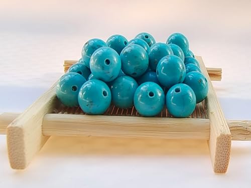 Stone Beads 6mm 140pcs Blue Turquoise Beads Round Loose Gemstones Beads for Bracelet Necklace Jewelry Making (6mm, 60625 Blue Turquoise) - color: Blue Turquoise Beads, size: 6mm