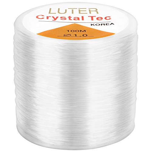 Luter 1mm Clear Bead Cord Crystal Elastic Stretchy Bracelet String for Jewelry Making Necklace Bracelet Beading Thread (328ft)