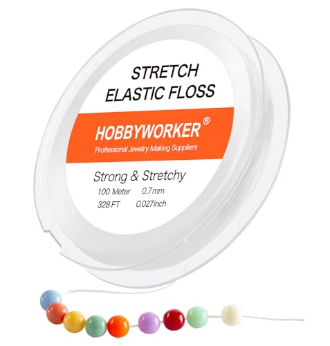 Hobbyworker Elastic Stretch Bracelet String Cord for Jewelry Making and Bracelet Making White