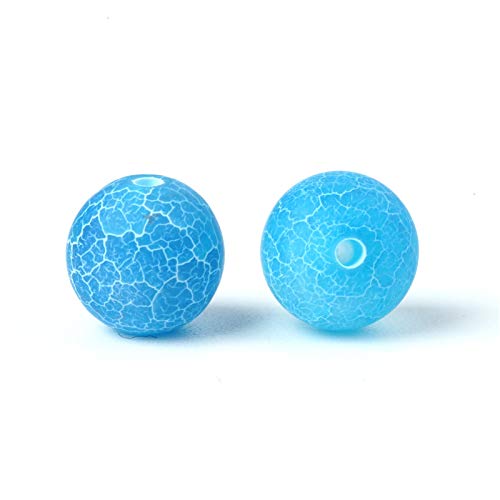 100Pcs Natural Stone 6mm Blue Frosted Spider Net Agate Round Loose Gemstone Energy Healing Beads Hole Size 1mm DIY Smooth Beads for Bracelet Necklace Jewelry Making - color: Frosted Spider Net Agate, size: 6mm