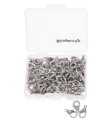 Shapenty Small Metal Alloy Lobster Claw Clasps Clip DIY Necklace Jewelry Finding Making Accessories Fastener Hook, 12mmx6mm, 100PCS (Nickel) - color: Nickel