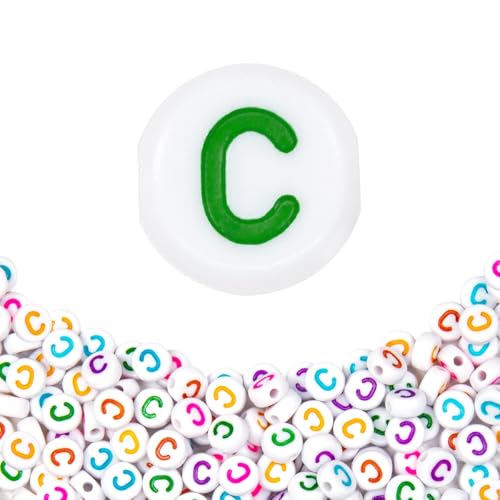 360Pcs 4X7mm Acrylic Letter Beads for Jewelry Making - White Round Vowel Letter E Beads for Bracelets, Necklaces, DIY Crafts - color: 13 C, size: White & Colorful