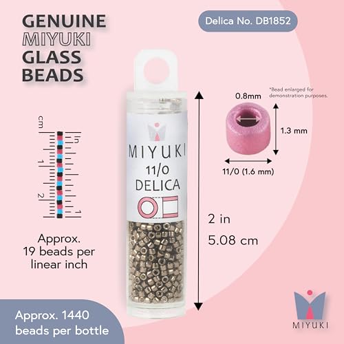 Miyuki Delica Seed Beads – Size 11/0 (1.6 mm), DB1852, Duracoat Galvanized Pewter, 7.2 g, Approx. 1440 Beads, Made in Japan - color: DB1852 - Duracoat Galvanized Pewter