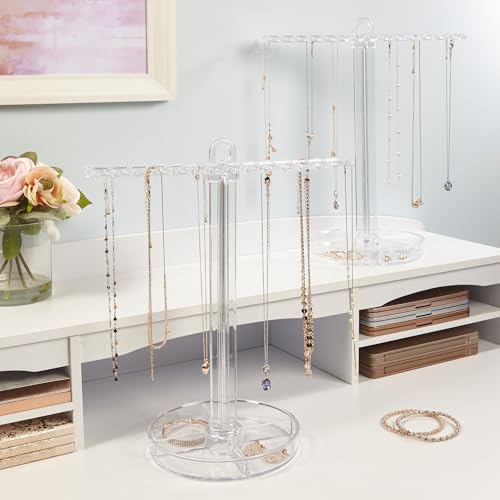 STORi Necklace Holder with Divided Organizer Tray, Premium Quality Jewelry Stand, Made in USA