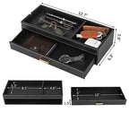 HofferRuffer Valet Jewelry Tray Organizer with Drawer, Faux Leather Storage Catchall Box Phone Charging Station Tray with Dresser Nightstand Desktop Drawer Organizer (Black) - color: Black