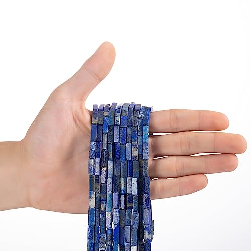 Natural Lapis Lazuli Rectangle Tube Beads 4x13mm 38cm/str Loose Semi Gemstone Stone Beads for Making Bracelets Necklace Earrings - color: Lapis Lazuli, size: 4x13mm Rectangle