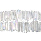 rockcloud Natural Rock Crystal Points Titanium Coated Clear Quartz Sticks Spikes Top Drilled 15 inch Strand,AB Crystal - color: #10-AB Crystal(Polished)