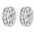 925 Sterling Silver Spacer Charm Bead with Clear CZ for Pandora Charms Bracelets - color: 2Pcs White Crystal Heart