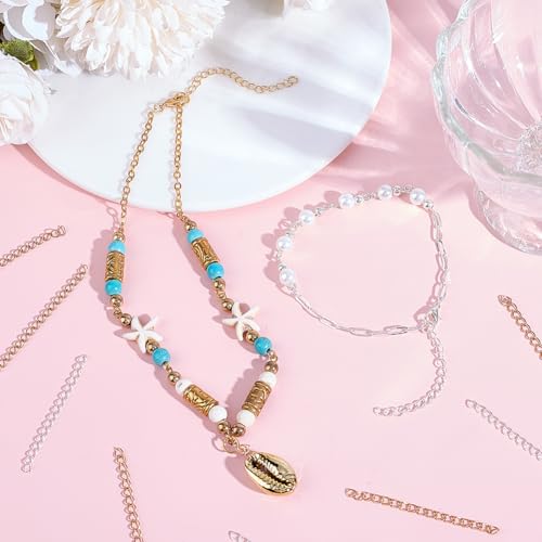 Beebeecraft 100Pcs Chain Extender for Jewelry Making 5cm 18K Gold & Sterling Silver Plated 304 Stainless Steel Tail Extension Chain for Bracelet Necklace DIY Crafts Findings Removable - color: Gold and Silver