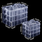 Bead Organizer, 2 Pack Craft Storage with Removable Dividers, Clear 3-Tier Plastic Organizer Box, Small Parts Organizers for Jewelry, Art, DIY Crafts, Kids Toys, Small Items