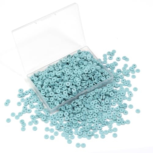 Polymer Clay Beads, 6mm Heishi Bead for Jewelry Bracelets Necklace Making 1000PCS - color: Cyan