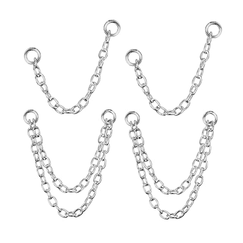 4Pcs Gold Earrings Connector Chains Set for Women, Convertible Dangle Chain for Double Piercings 50mm - color: silver
