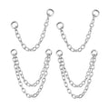 4Pcs Gold Earrings Connector Chains Set for Women, Convertible Dangle Chain for Double Piercings 50mm - color: silver