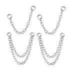 4Pcs Gold Earrings Connector Chains Set for Women, Convertible Dangle Chain for Double Piercings 50mm - color: silver