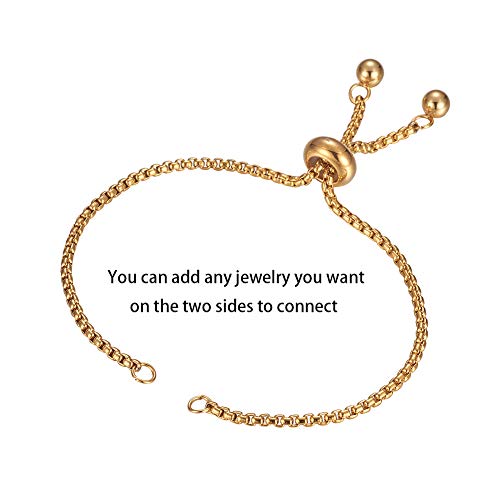 DanLingJewelry 10pcs 304 Stainless Steel Adjustable Slider Bracelet Slider Extender Chains Friendship Bracelets for Jewelry Making DIY 8 Inches(215mm) G - color: StyleⅪ-10 pcs-Golden