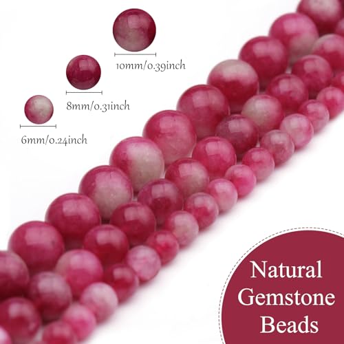 Natural Stone Beads Watermelon Tourmaline 8mm Polished Round Smooth Gemstone Beads for Jewelry Making Supplies 15 Inch(45 Beads) - color: Watermelon Tourmaline 8mm-45pcs