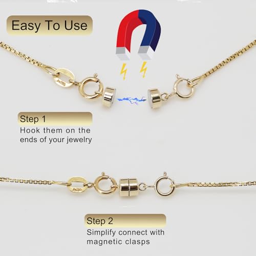 14K Solid Gold Magnetic Clasps and Closures for Necklaces 585 Bracelets Anklets Magnets Chain Converter Clasp Extra Strong