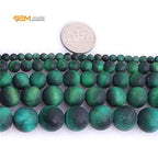 GEM-Inside 4mm Natural Stone Green Tiger Eye Frosted Matte Unpolished Round Beads for Jewelry Making Strand 15 inch - color: Green Tiger Eye, size: 4mm