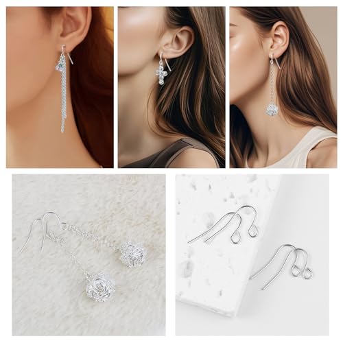 Silver Earring Hooks, 500PCS Earring Findings for Jewelry Making Hypoallergenic Ear Wires Fish Hook for DIY Earrings Bulk Pack - color: A style-Silver Simple Earring Wire
