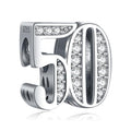 Mothers Day Birthday Number Love Family Friendship Graduation Auntie Grandma Dad Mom Charms for Pandora Bracelets Necklaces, Gifts Women, for Anniversary Valentines Christmas - style: Number 50 Charm Silver